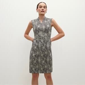 MM. LaFleur The Aditi Dress in Crackle Black White Abstract Print NEW WOMENS 12